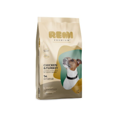 Hrană uscată pentru câini Remi Premium Adult Small Breed cu Pui și Curcan 3 kg