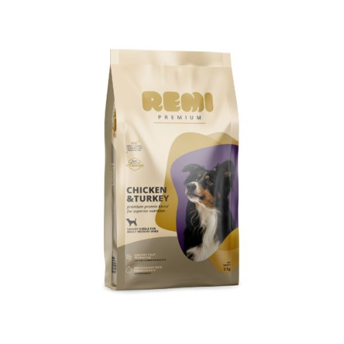 Hrană uscată pentru câini Remi Premium Adult Medium Breed cu Pui și Curcan 3 kg