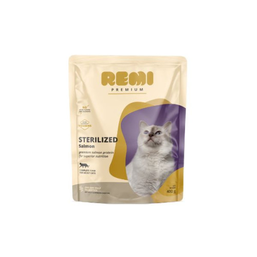 Hrană uscată pentru pisici Remi Premium Adult Sterilized cu Somon 400 g