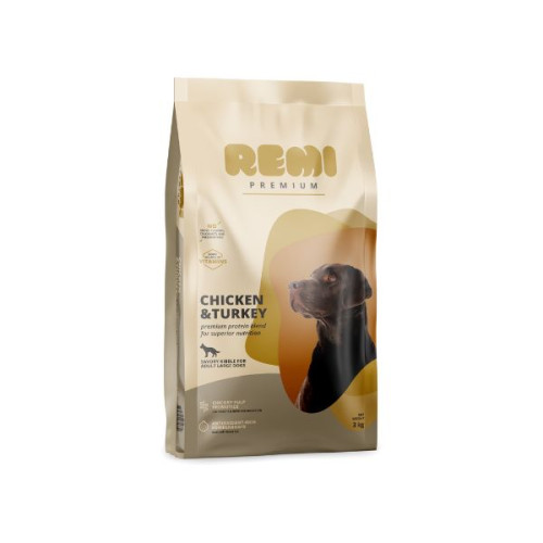 Hrană uscată pentru câini Remi Premium Adult Large Breed cu Pui și Curcan 3 kg