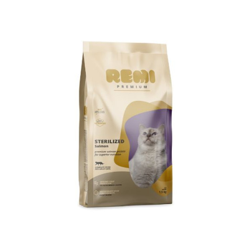 Hrană uscată pentru pisici Remi Premium Adult Sterilized cu Somon 1,5 kg