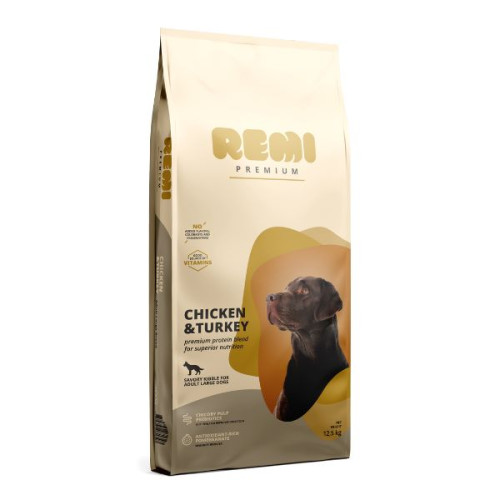 Hrană uscată pentru câini Remi Premium Adult Large Breed cu Pui și Curcan 12,5 kg