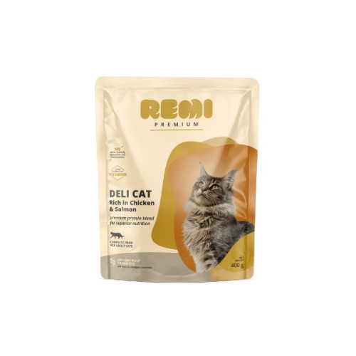 Hrană uscată pentru pisici Remi Premium Adult Deli Cat cu Pui și Somon 400 g