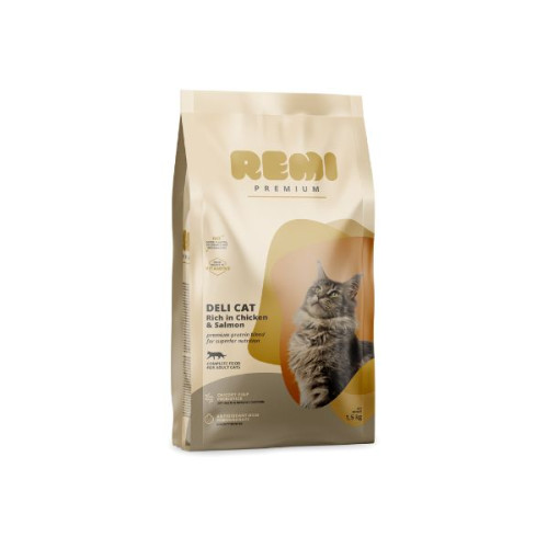 Hrană uscată pentru pisici Remi Premium Adult Deli Cat cu Pui și Somon 8 kg