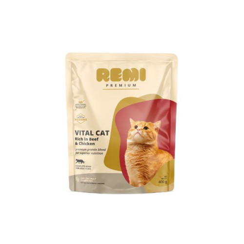 Hrană uscată pentru pisici Remi Premium Adult Vital Cat cu Vită și Pui 400 g