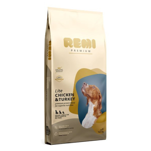 Hrană uscată pentru câini Remi Premium Premium Lite All Sizes cu Pui și Curcan 12,5 kg