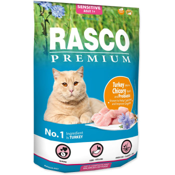 Hrana uscata pentru pisici Rasco Sensitive Curcan&Cicoare 400 gr