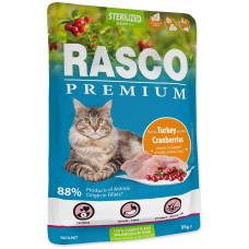 Hrana umeda pentru pisici Rasco Premium Sterilized Curcan&Merisoare 85 gr