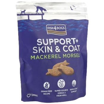 FISH4DOGS Support+ Skin & Coat Recompensă pentru câini, biscuiţi cu Macrou 225g