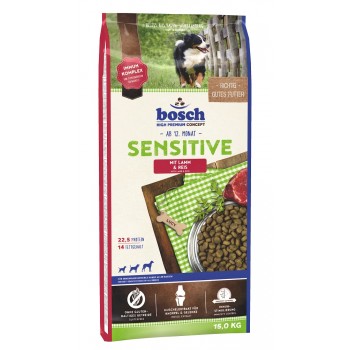 Hrana uscata pentru caini Bosch Sensitive cu miel si orez 15 kg