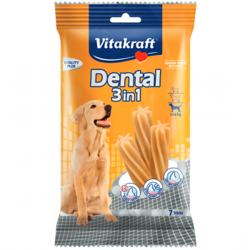 Recompensa pentru caini Vitakraft Dental Snack 3in1 Medium 180 g