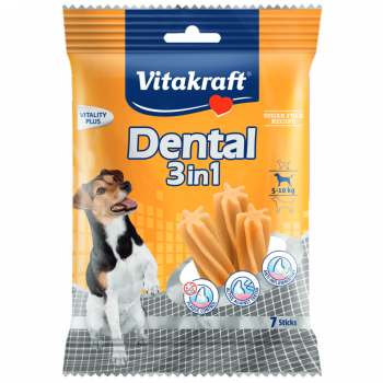 Recompensa pentru caini Vitakraft Dental Snack 3in1 Small 120 g